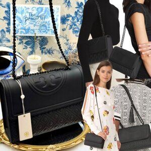 🆕 TORY BURCH 🧿 NWT Fleming Convertible Shoulder Bag - Matte Black - AUTHENTIC